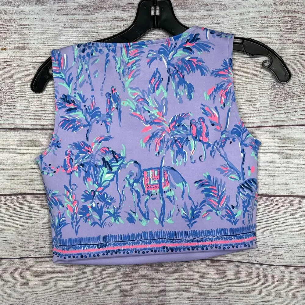 Lilly Pulitzer Neri Crop Top & Shorts 2 Piece Set Lilac Fruity Monkey Small - Picture 7 of 13